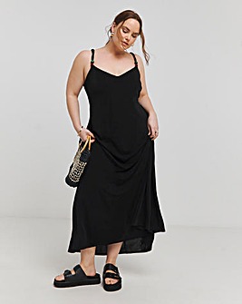 Luxe Jersey Trapeze Maxi Dress With Bead Detail