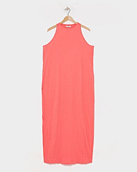 Simply Be Coral Textured Jersey Racer Maxi Dress