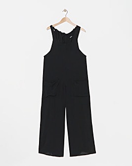 Simply Be Black Crinkle Wide Leg Jumpsuit With Pockets