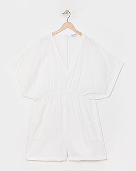 Simply Be White Cheesecloth Playsuit
