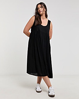 Black Crinkle Midi Sundress