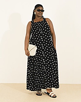 Spot Print Crinkle Trazepe Maxi Dress