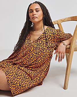 Orange Animal Print Supersoft Jersey Smock Dress