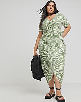 Olive Print Supersoft Jersey Wrap Dress