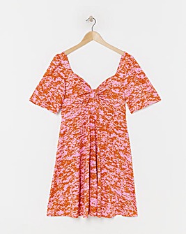 Simply Be Ditsy Floral Supersoft Jersey Knot Front Skater Dress