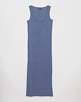 Blue Supersoft Ribbed Maxi Dress and Shrug