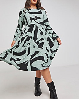 Green Print Supersoft Pocket Midi Dress