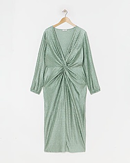 Simply Be Duck Egg Premium Plisse Twist Front Midaxi Dress