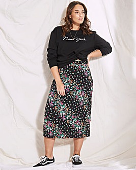 Floral Full Midi Skirt