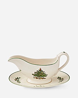 Spode Christmas Tree Gravy Boat and Stand