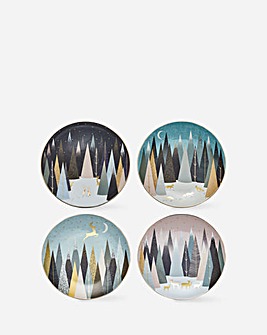 Sara Miller Frosted Pines Set of 4 Plates