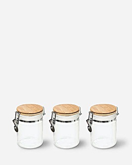 Modern Set of 3 Clip Jars White