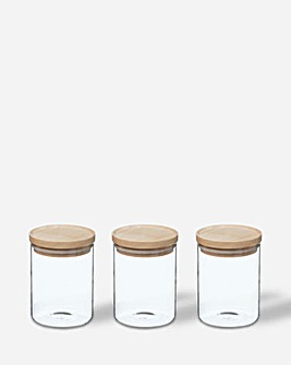 Set of 3 600ml Glass Storage Jars
