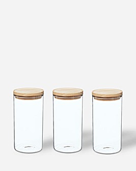 Set of 3 1300ml Glass Storage Jars