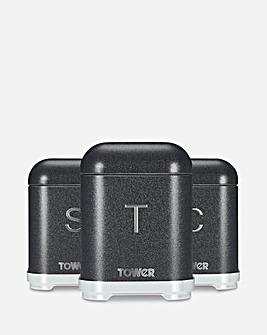 Tower Glitz Set of 3 Canisters Black