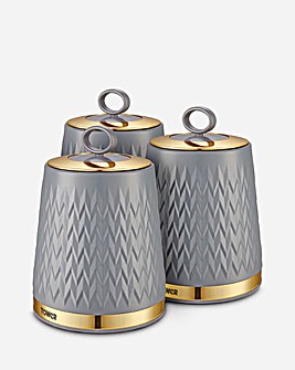 Tower Empire Set of 3 Canisters Grey
