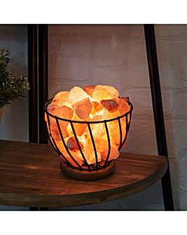 Serenity Himalayan Rock Salt Metal Basket Lamp