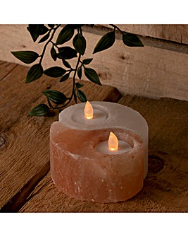Serenity Yin and Yang Rock Salt Double Tea Light Holder