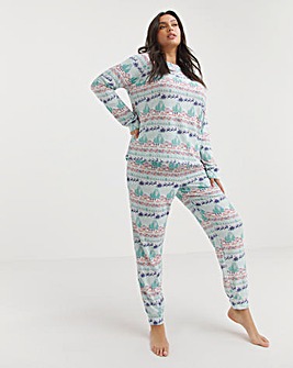 Pretty Secrets Christmas Waffle Henley Pyjama Set