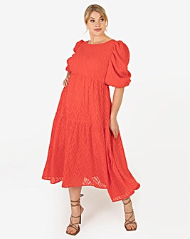 Lovedrobe Luxe Coral Textured Midi Dress