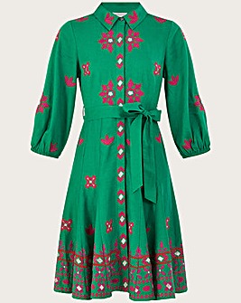 Monsoon Embroidered Shirt Dress