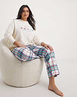 Embroidered Sweatshirt and Wide Leg Bottom Pyjama Set