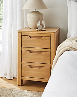 Lorcan Ready Assembled Wooden 3 Drawer Bedside
