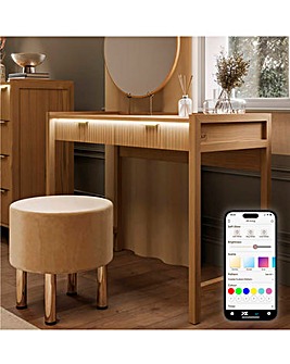 XR Living Dakota Dressing Table With App Control Lights - Oak