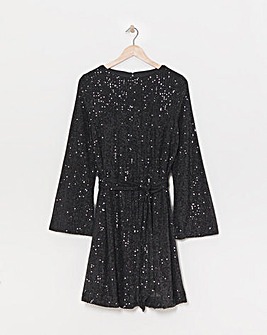 Black Sequin Skater Dress