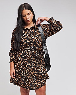 Leopard Print Shirt Dress