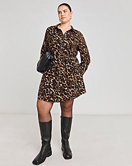 Leopard Print Shirt Dress