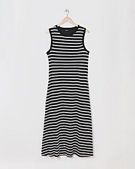 Mono Stripe Crochet Midaxi Column Dress