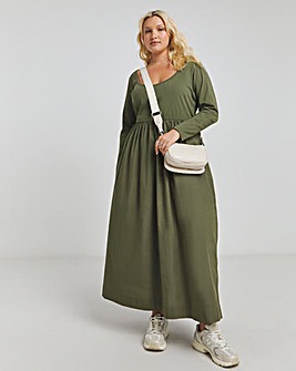 Khaki Jersey/Poplin Mix Dance Dress