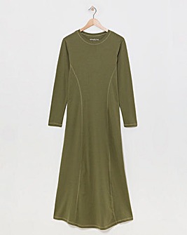 Khaki Jersey Midaxi Dress