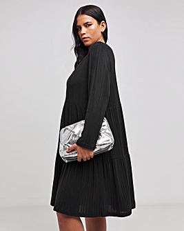 Black Ribbed Smock Dress