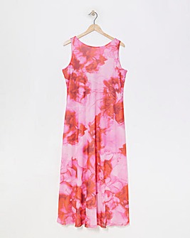 Simply Be Pink And Red Floral Print Mesh Maxi Dress