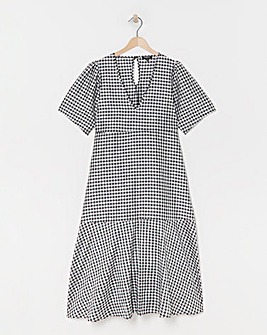 Simply Be Black And White Tiered Gingham Midi Dress