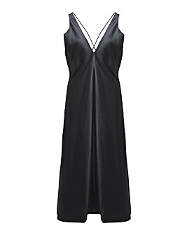 Black Criss Cross Satin Slip Dress
