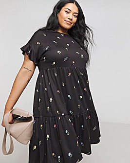 Ditsy Floral Print Supersoft Smock Dress