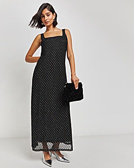 Black/Silver Mesh Maxi Dress