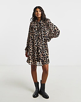 Leopard Print Animal Swing Shirt Dress