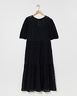 Black Lace Tiered Midaxi Dress