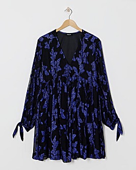 Blue/Black Jacquard Smock Dress