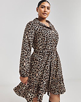 Leopard Button Through Shirt Dress