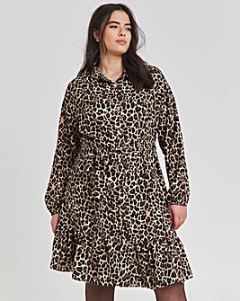 Leopard Button Through Shirt Dress