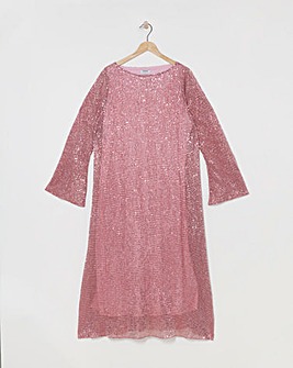 Pink Sequin Midaxi Dress