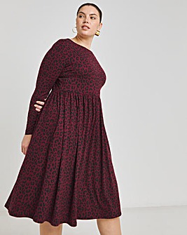 Berry Animal Print Supersoft Pocket Midi Dress