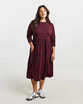 Berry Animal Print Supersoft Pocket Midi Dress