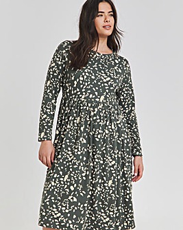 Green Print Supersoft Pocket Midi Dress