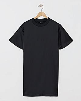 Black Satin T-Shirt Dress
